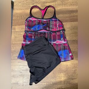 Nike Pink and Black Tankini bathing suit